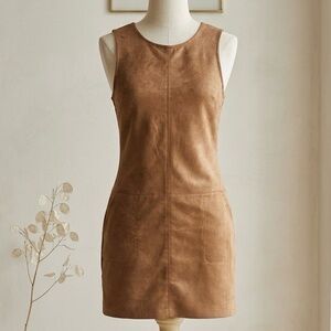 Divided| H&M| Tan/Camel Faux Suede Sleeveless Mini Dress Sz 8